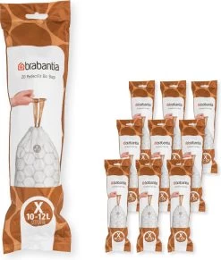 Brabantia PerfectFit Vuilniszakken - 10 - 12 L - Code X - 10 Rollen X 20 Stuks