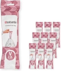Brabantia PerfectFit Vuilniszakken - 2 - 3 L - Code V - 10 Rollen X 20 Stuks