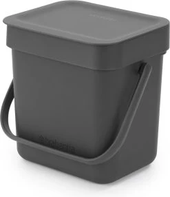 Brabantia Sort & Go Afvalbakje Aanrecht - 3 L - Dark Grey