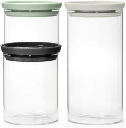 Brabantia Voorraadpotten - Stapelbaar - 0,3 0,6 & 1,1 L - Glas