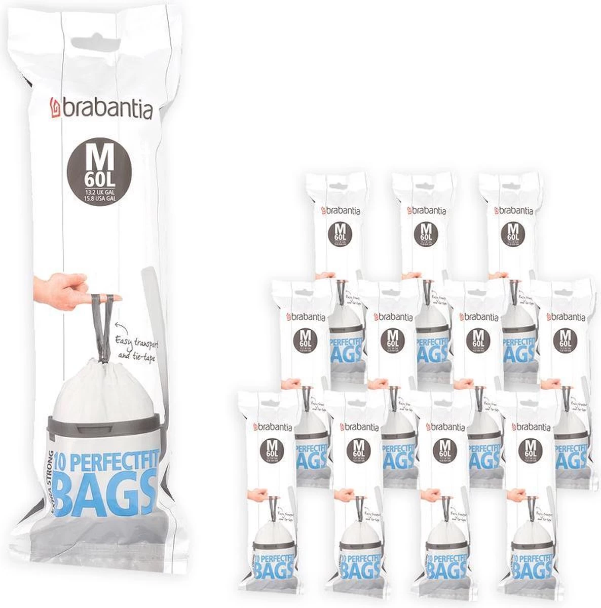 Brabantia PerfectFit Vuilniszakken - 60 L - Code M - 12 Rollen X 10 Stuks