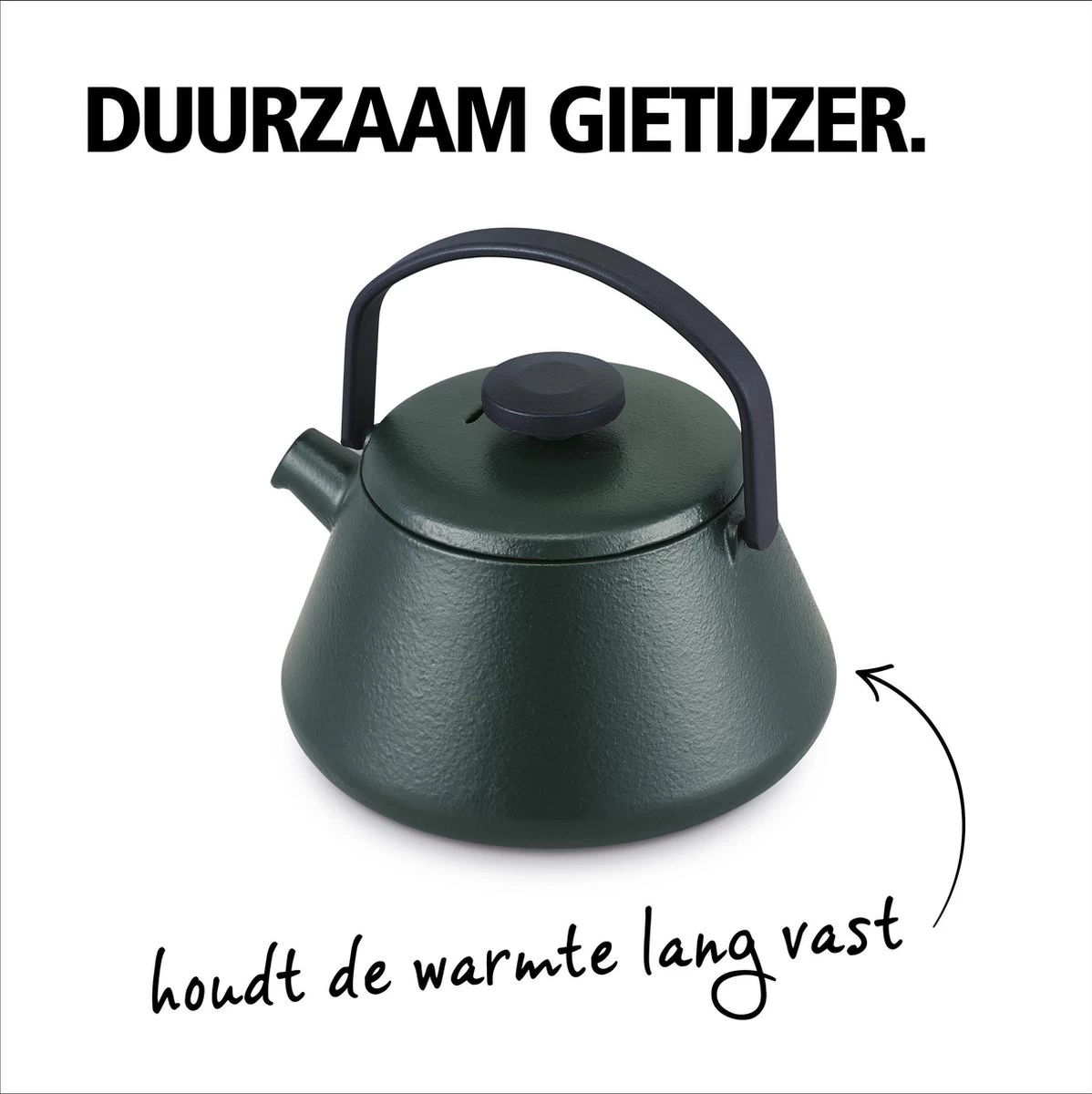 BRABANTIA T-TIME Donkergroene Theepot - Gietijzer - 0,7 L - Inclusief Zeefje - Afbeelding 2