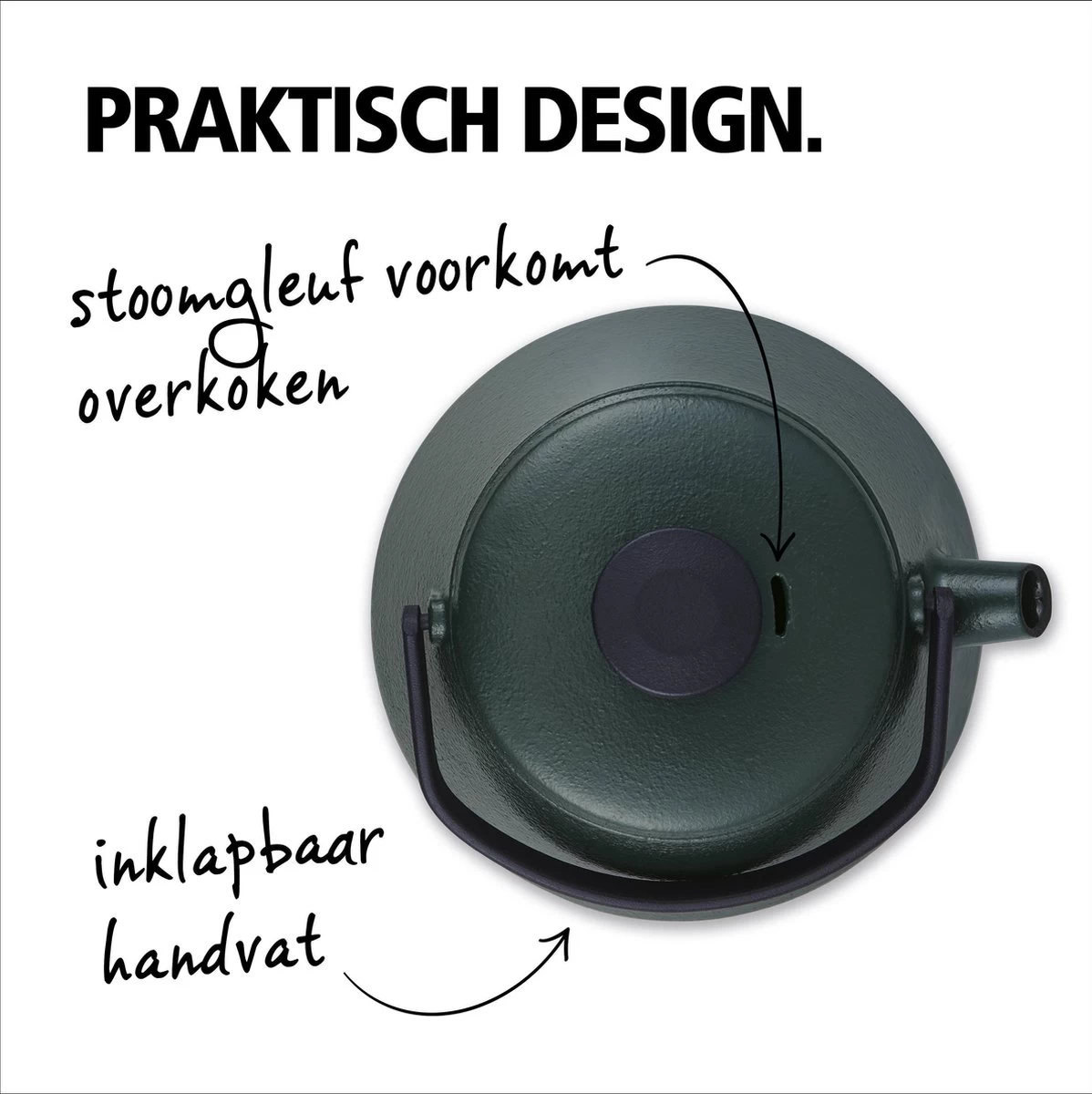 BRABANTIA T-TIME Donkergroene Theepot - Gietijzer - 0,7 L - Inclusief Zeefje - Afbeelding 3