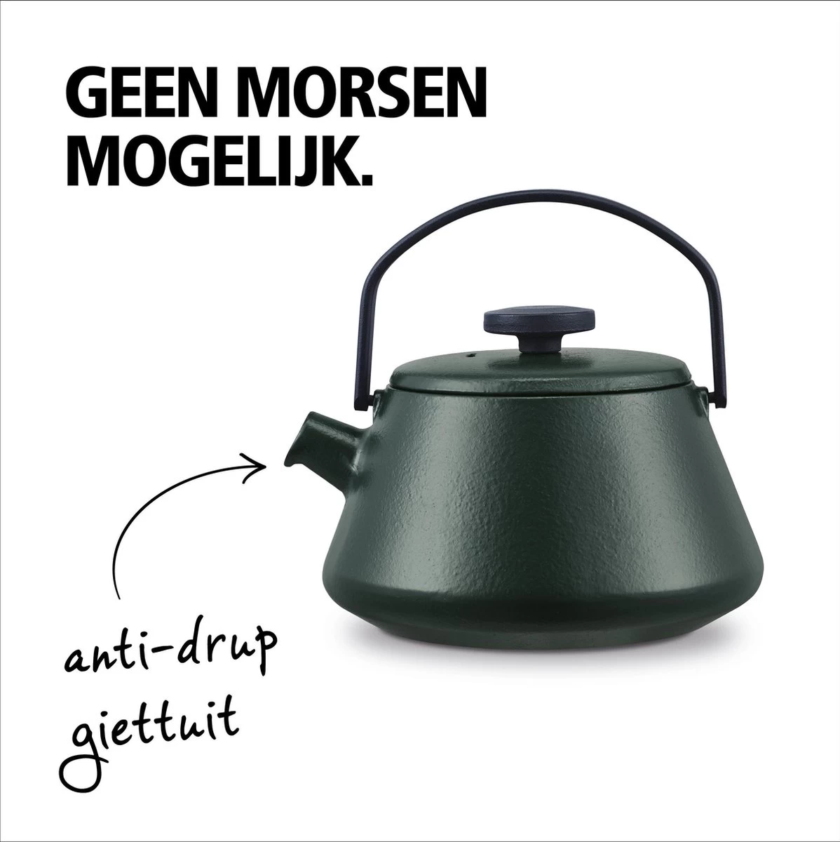 BRABANTIA T-TIME Donkergroene Theepot - Gietijzer - 0,7 L - Inclusief Zeefje - Afbeelding 4