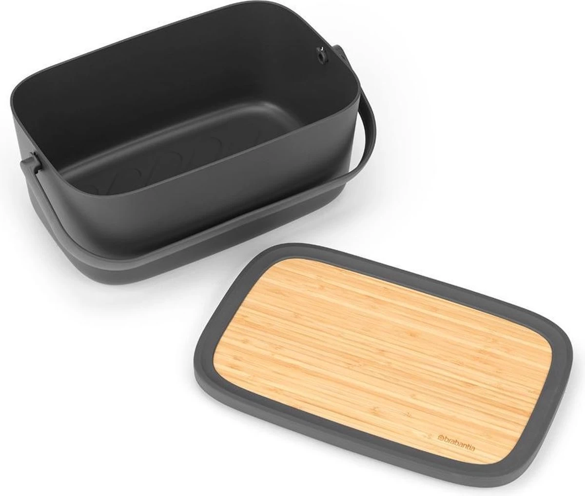 Brabantia Nic Broodtrommel - Met Bamboe Deksel - Dark Grey - Afbeelding 6