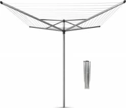Brabantia Topspinner Droogmolen Met Metalen Grondanker - 60 M - Metallic Grey