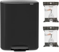 Brabantia Bo Prullenbak - 60 L - Met 80 Vuilniszakken - Matt Black