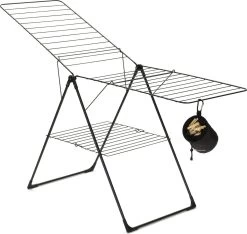 Brabantia Droogrek Inklapbaar T Model - Met Wasknijpertasje - 20 M - Matt Black