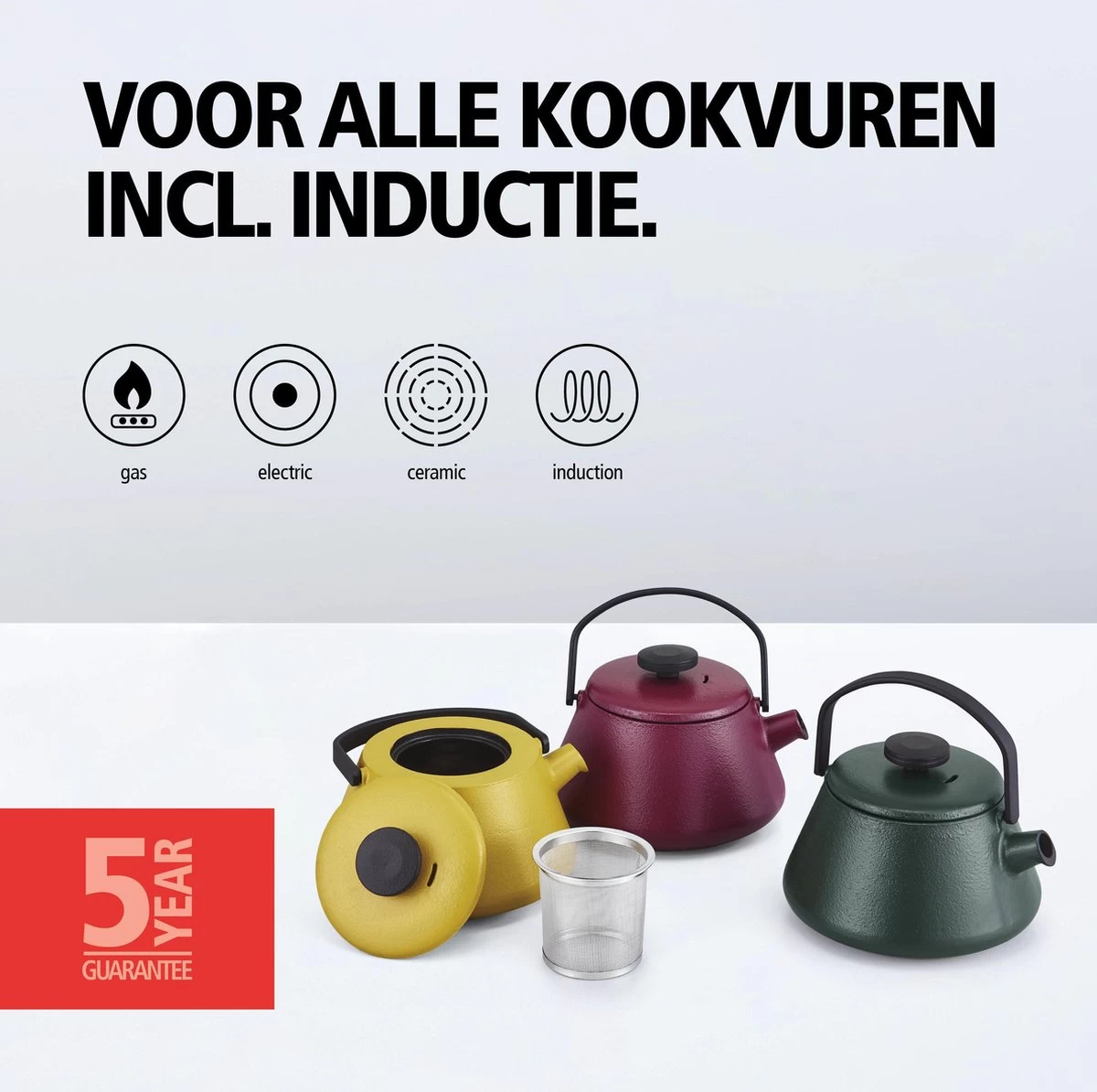 BRABANTIA T-TIME Donkergroene Theepot - Gietijzer - 0,7 L - Inclusief Zeefje - Afbeelding 5