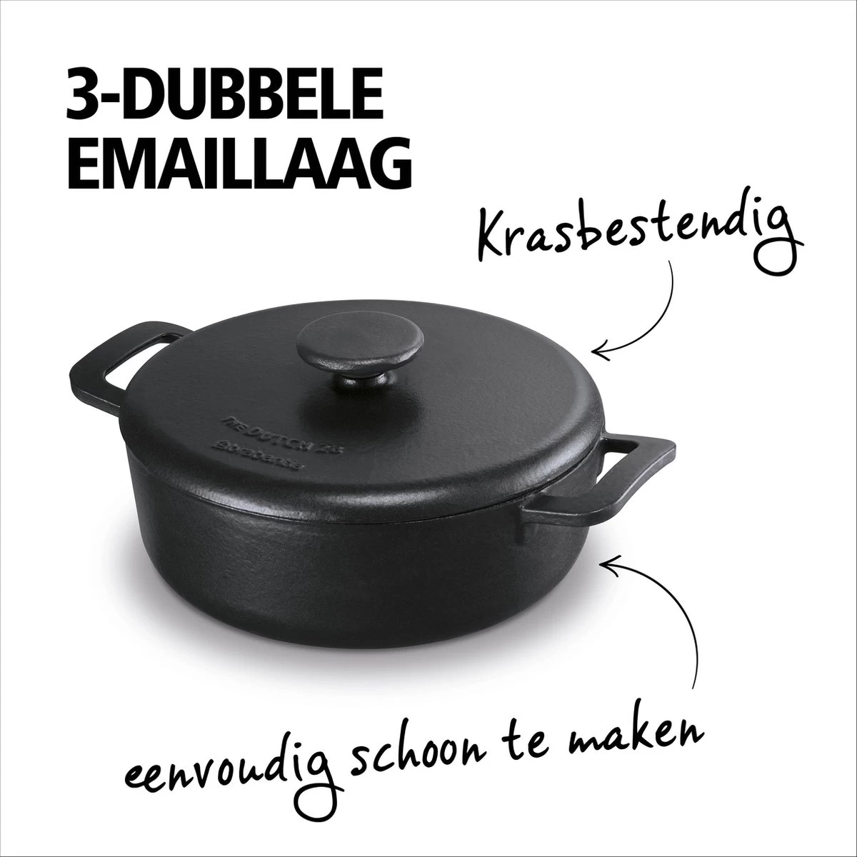 BRABANTIA THE DUTCH Gietijzeren Braadpan - Ø 28cm - MAT Zwart - Inductie - Afbeelding 3