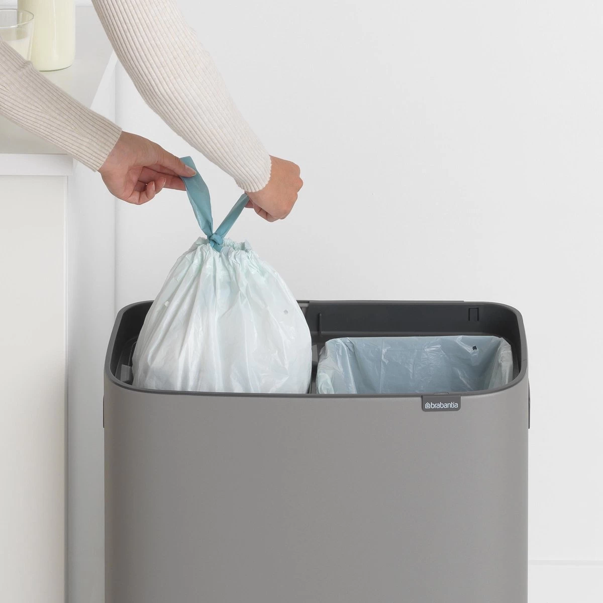 Brabantia Bo Touch Bin Prullenbak - 2 X 30 L - Mineral Concrete Grey - Afbeelding 16