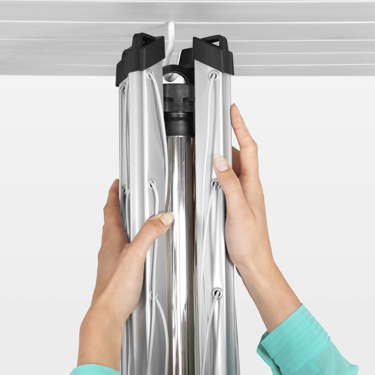 Brabantia Lift-O-Matic Droogmolen - Met Metalen Grondanker, Beschermhoes, Wasknijpertasje En Wasknijpers - 40 M - Metallic Grey - Afbeelding 8