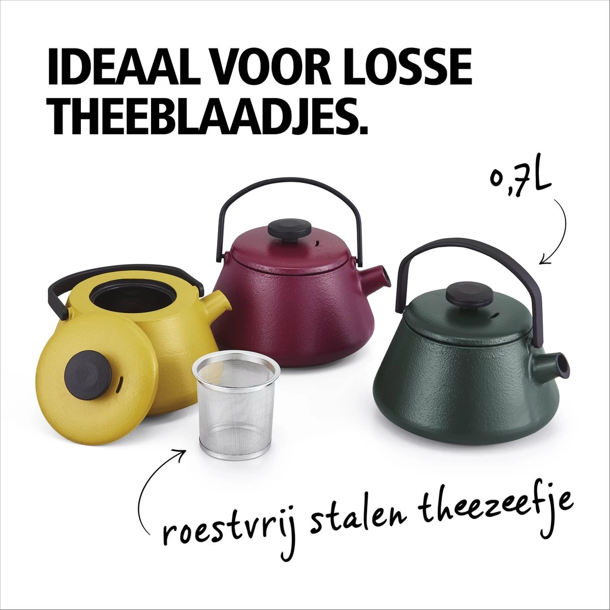 BRABANTIA T-TIME Donkergroene Theepot - Gietijzer - 0,7 L - Inclusief Zeefje - Afbeelding 6