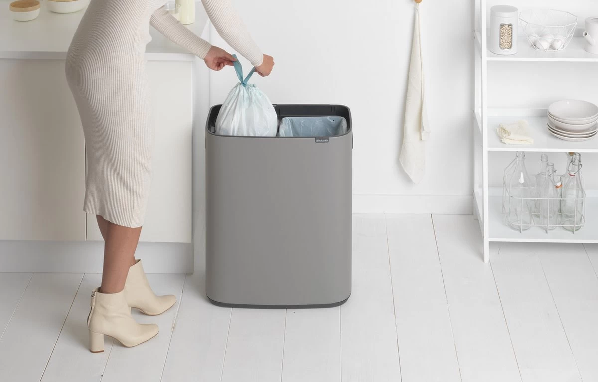 Brabantia Bo Touch Bin Prullenbak - 2 X 30 L - Mineral Concrete Grey - Afbeelding 4
