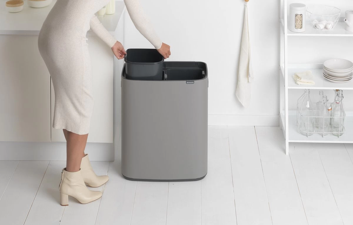 Brabantia Bo Touch Bin Prullenbak - 2 X 30 L - Mineral Concrete Grey - Afbeelding 5