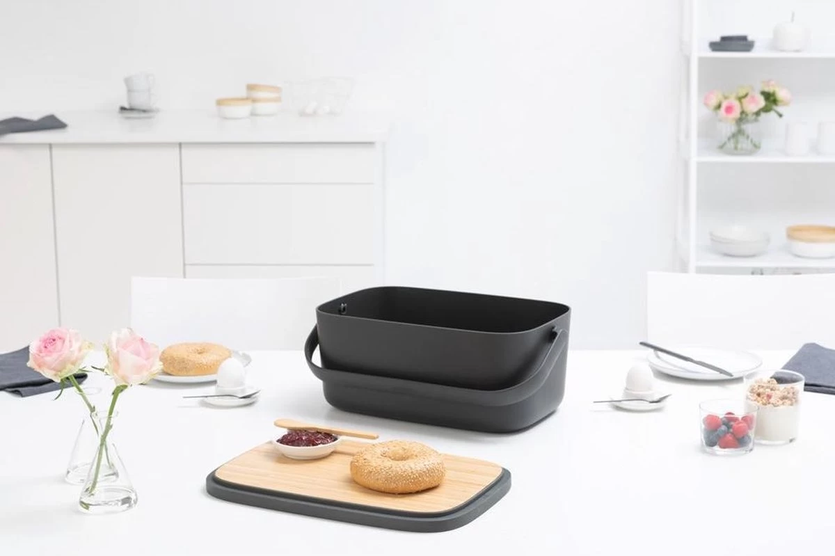 Brabantia Nic Broodtrommel - Met Bamboe Deksel - Dark Grey - Afbeelding 13