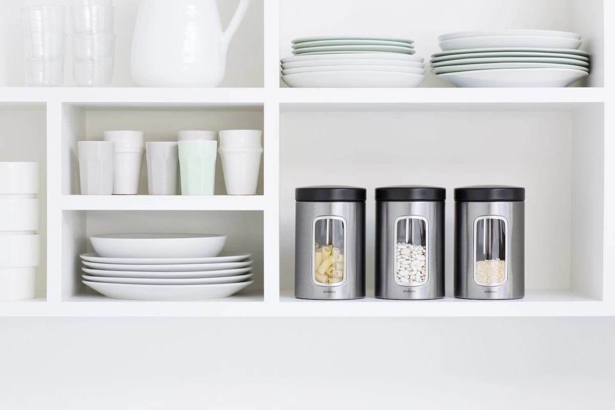 Brabantia Voorraadbus - 1,4 L - Matt Steel Fingerprint Proof / Matt Black Deksel - Met Venster - Afbeelding 6