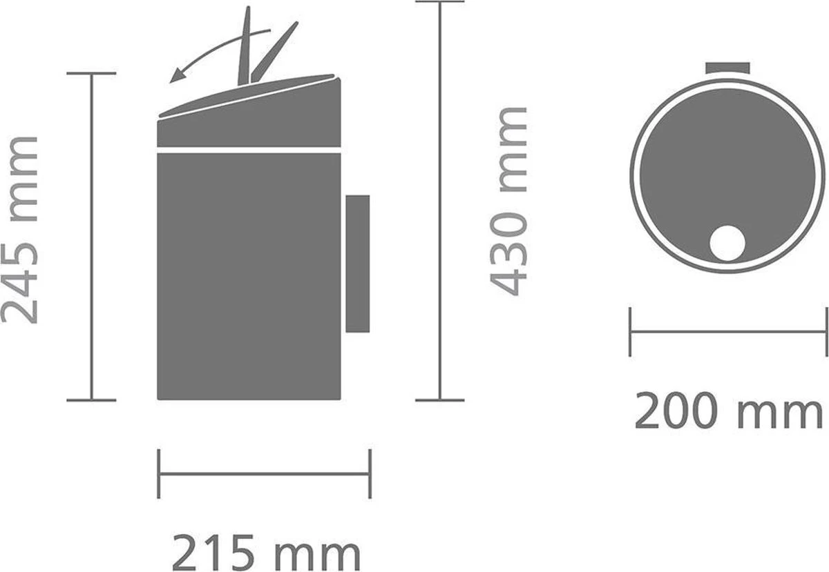 Brabantia Slide Bin Prullenbak - 5 L - Matt Black - Afbeelding 3