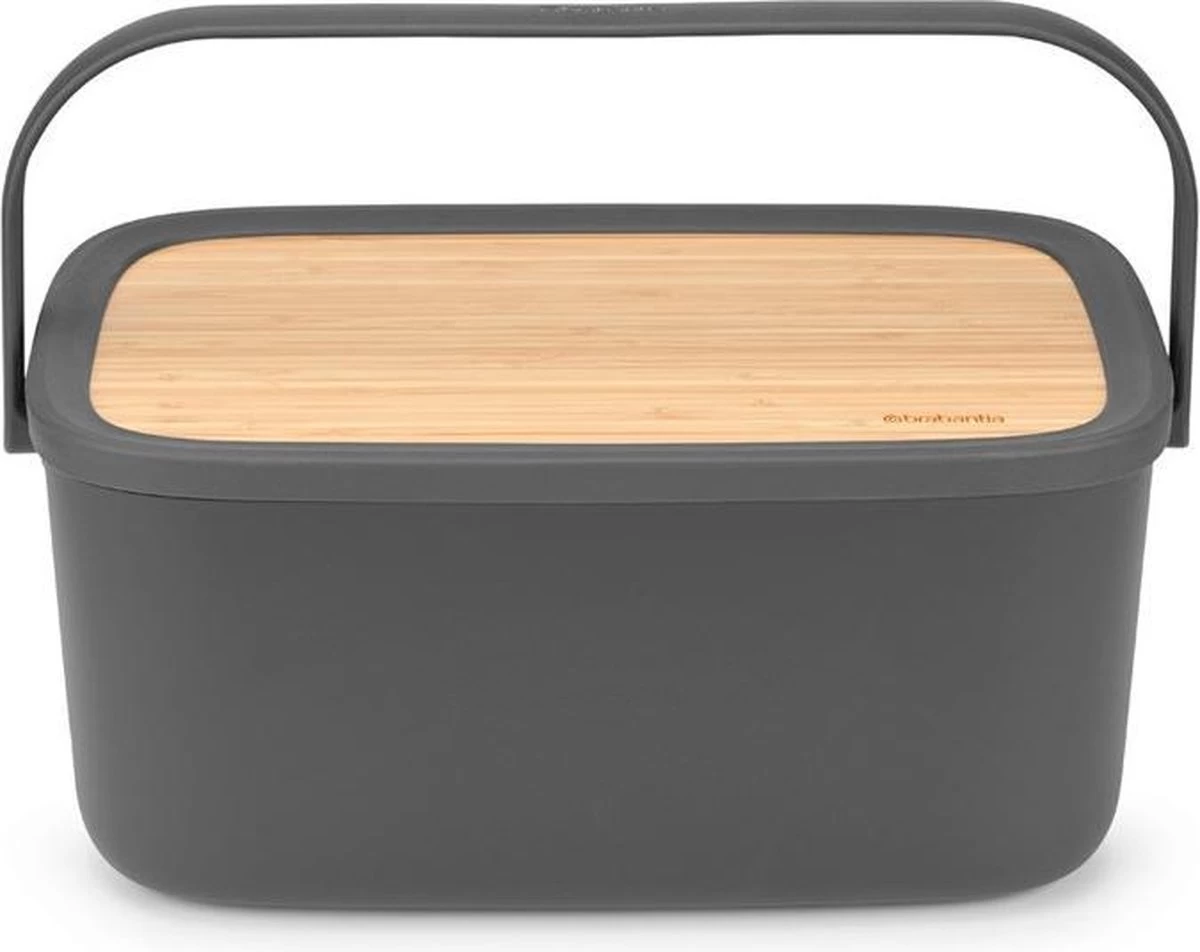 Brabantia Nic Broodtrommel - Met Bamboe Deksel - Dark Grey - Afbeelding 2