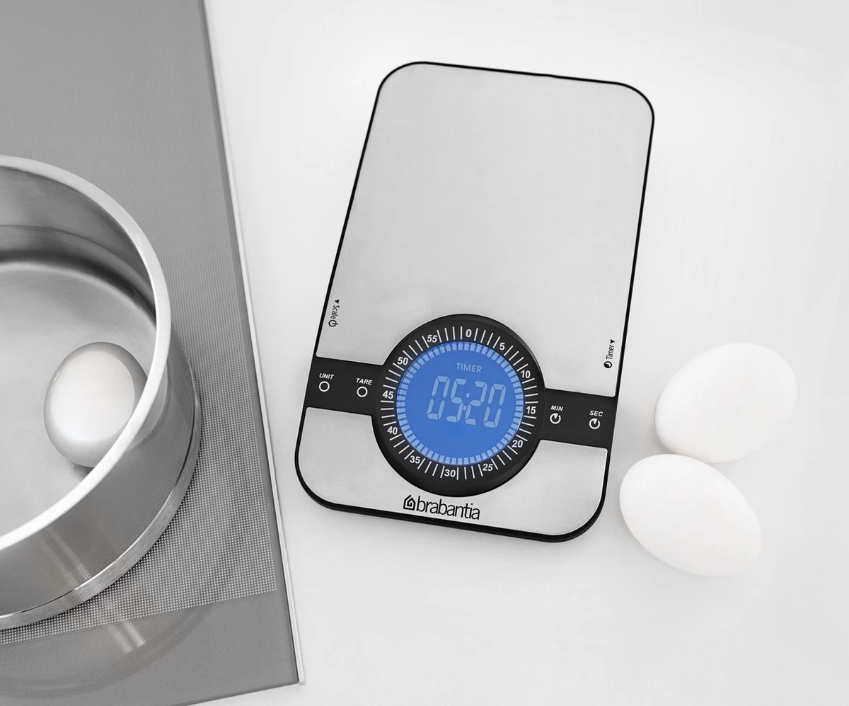 Brabantia Profile Keukenweegschaal - Rechthoekig - Met Kookwekker - RVS - Afbeelding 5