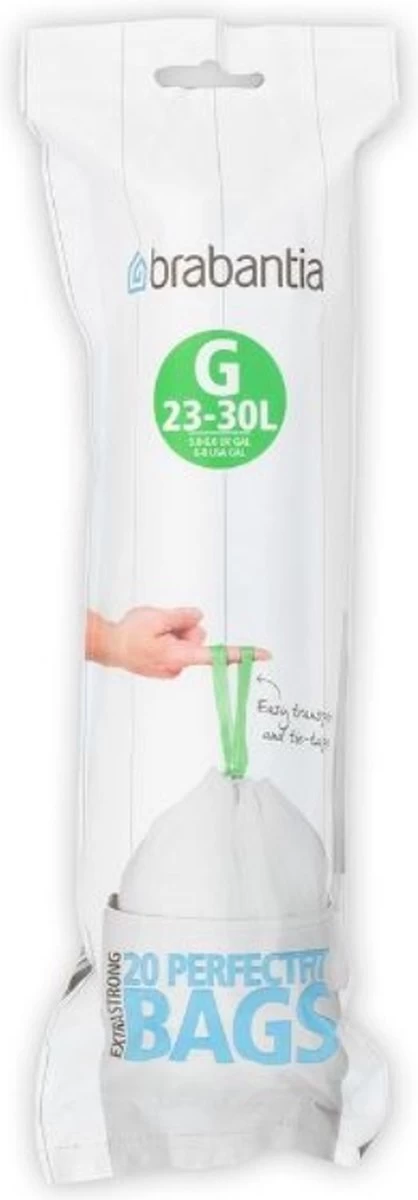 Brabantia Perfect Fit Afvalzak Met Trekbandsluiting - 23/30 L - Code G - 20 Stuks - Afbeelding 8