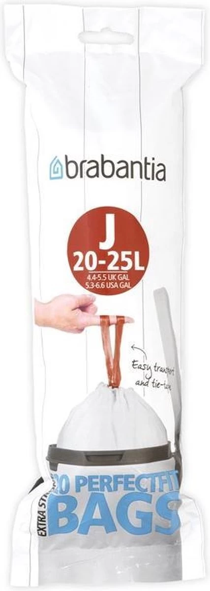 Brabantia PerfectFit Afvalzak Met Trekbandsluiting - 20/25 L - Code J - 20 Stuks - Afbeelding 4