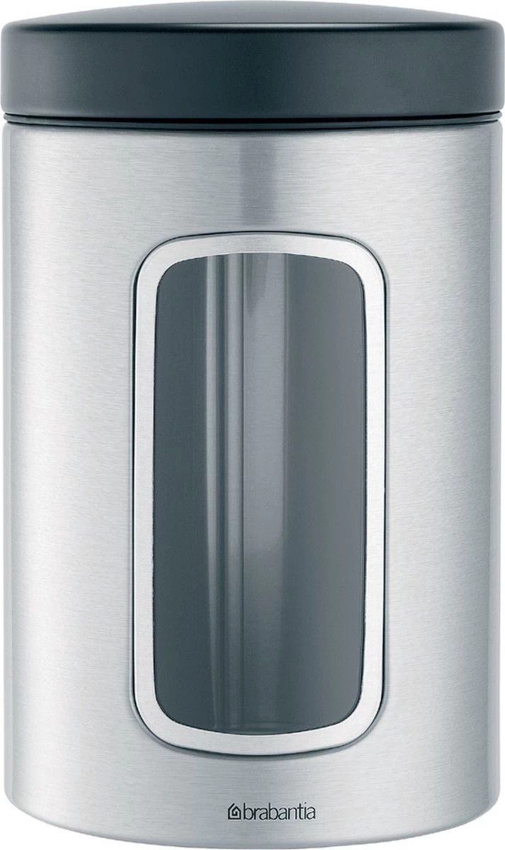 Brabantia Voorraadbus - 1,4 L - Matt Steel Fingerprint Proof / Matt Black Deksel - Met Venster - Afbeelding 9