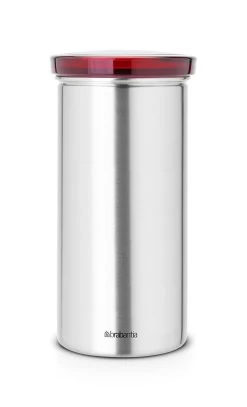 Brabantia Voorraadbus Voor Senseo Koffie En Theepads Matt Steel Fingerprint Proof Met Rode Deksel