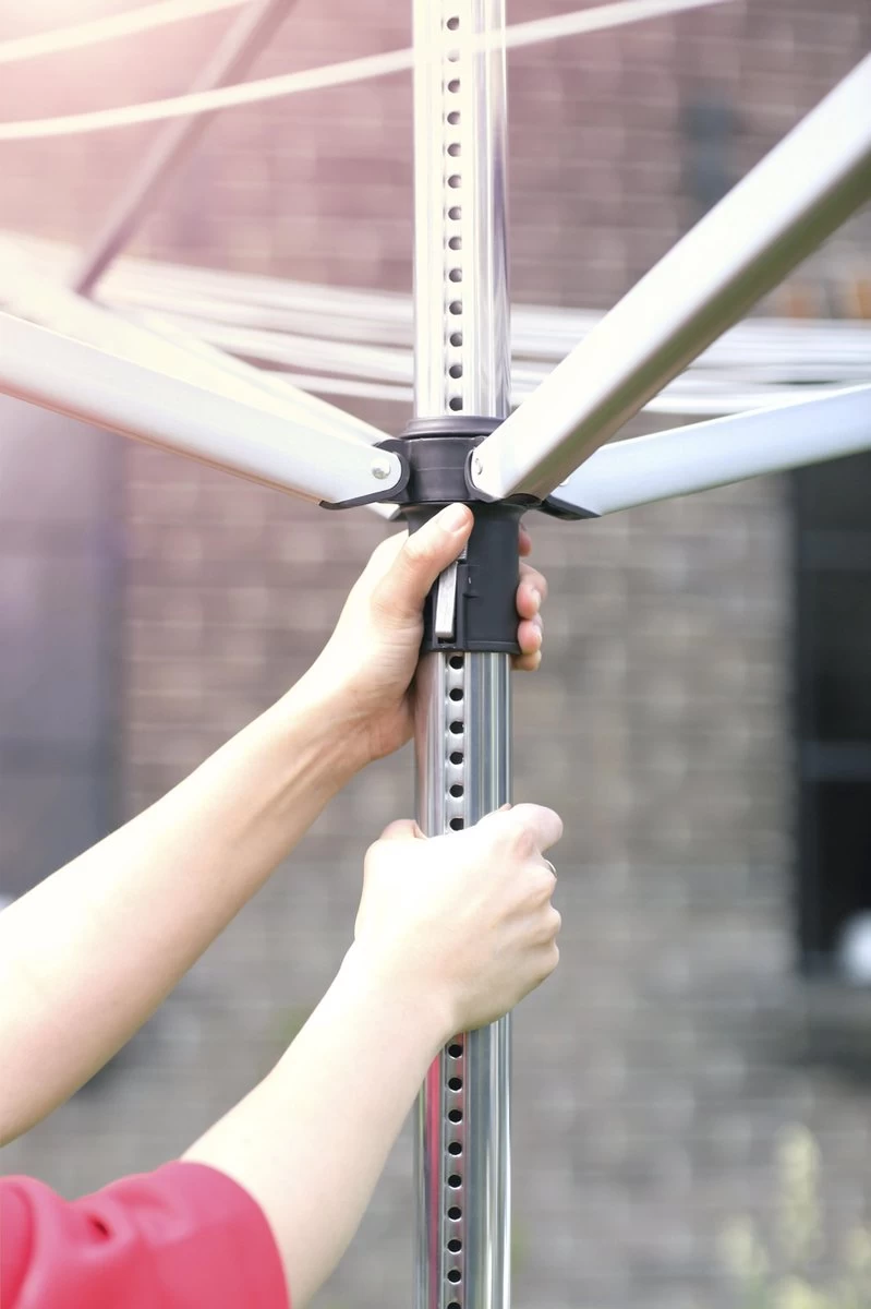 Brabantia Lift-O-Matic Droogmolen - Met Metalen Grondanker, Beschermhoes, Wasknijpertasje En Wasknijpers - 40 M - Metallic Grey - Afbeelding 11