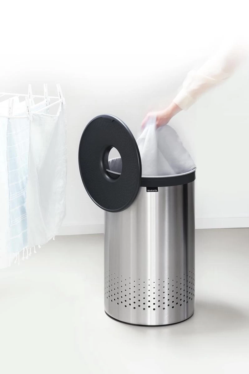 Brabantia Wasmand - 60 L - Matt Steel Met Kunststof Deksel - Afbeelding 13