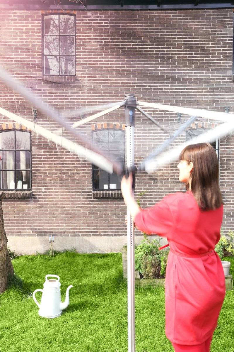 Brabantia Lift-o-Matic Advance Droogmolen Met Kunststof Betonanker, Beschermhoes En Wasknijpertasje - 50 M - Zilvergrijs - Afbeelding 14