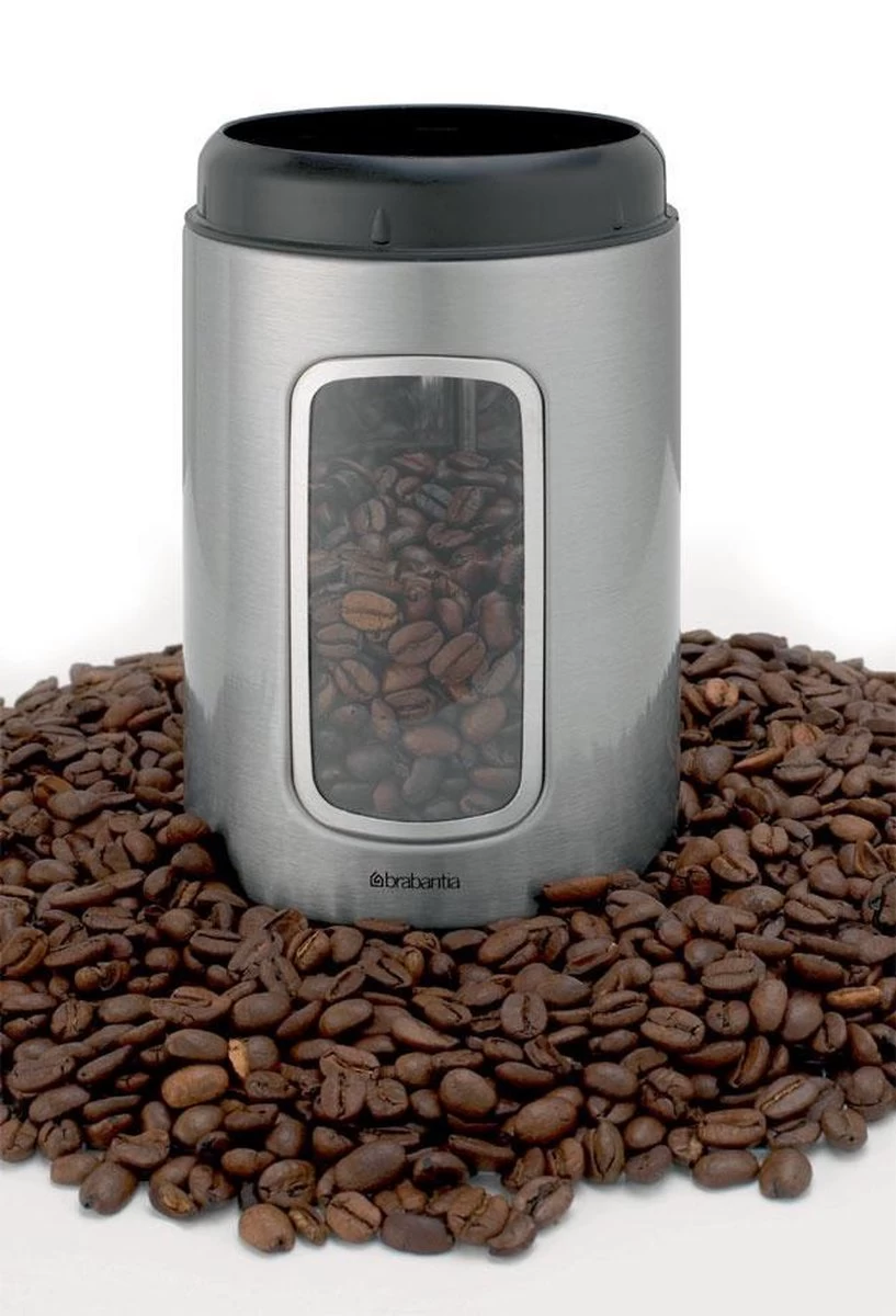 Brabantia Voorraadbus - 1,4 L - Matt Steel Fingerprint Proof / Matt Black Deksel - Met Venster - Afbeelding 4