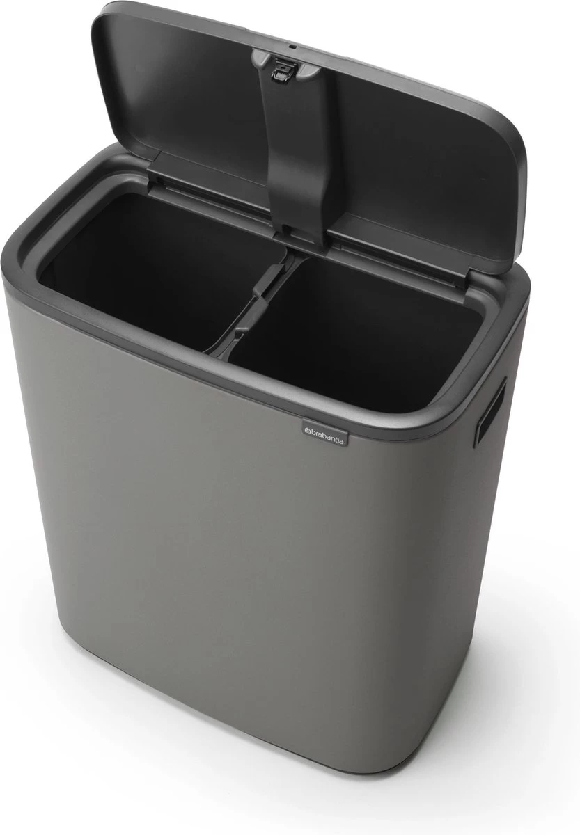 Brabantia Bo Touch Bin Prullenbak - 2 X 30 L - Mineral Concrete Grey - Afbeelding 2