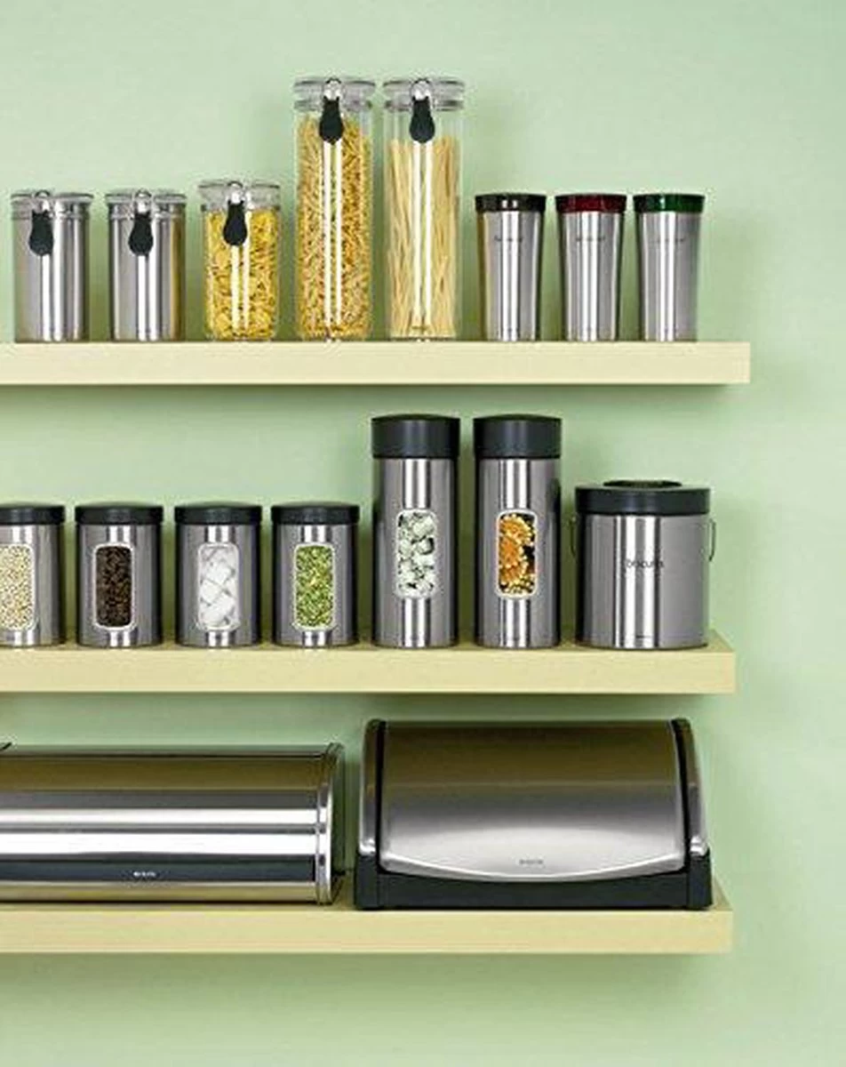 Brabantia Voorraadbus - 1,4 L - Matt Steel Fingerprint Proof / Matt Black Deksel - Met Venster - Afbeelding 5