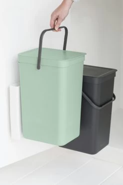 Brabantia Sort En Go Inbouwemmer 2x16 Liter Jade Green Grey